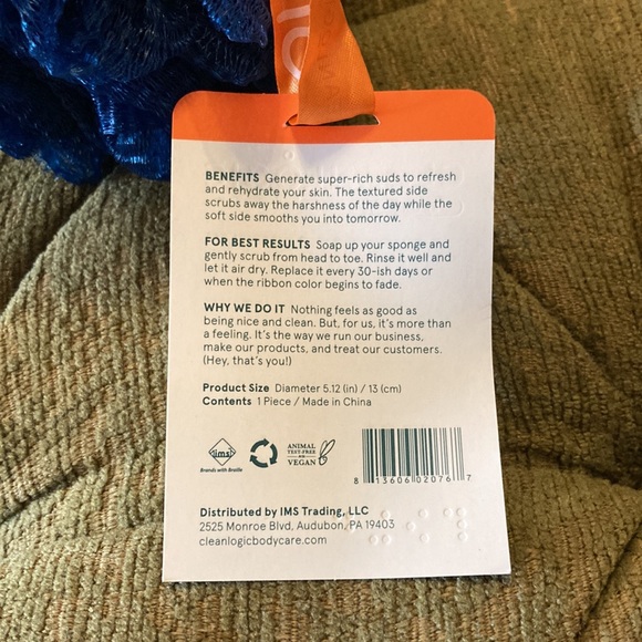 NWT Cleanlogic dual-texture mesh sport sponge. Navy and grey. - Picture 3 of 5